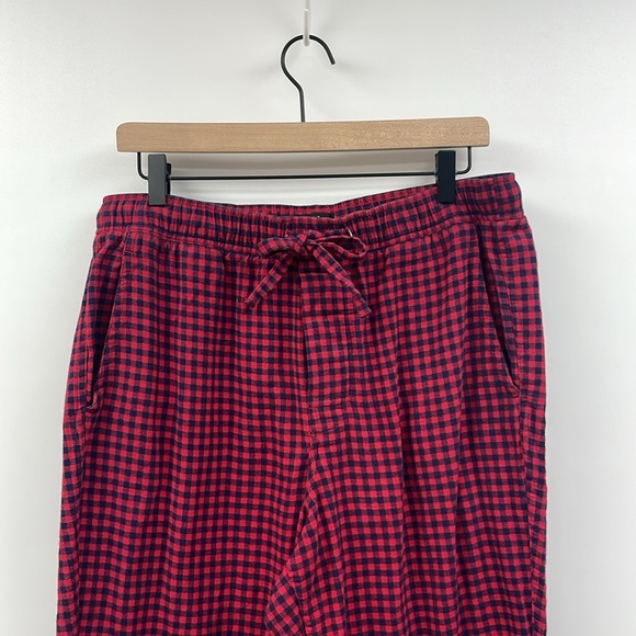 Men's J. Crew Flannel Plaid Elastic Waist Bootcut Pajama Pants Lounge Red Medium - Picture 2 of 7